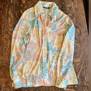 Vintage 70s Polyester Pointed Collar Top